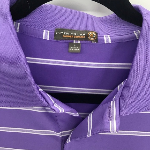 Peter Millar Summer Sport Performance Polo Short Sleeve Shirt Purple Size L - Picture 3 of 5